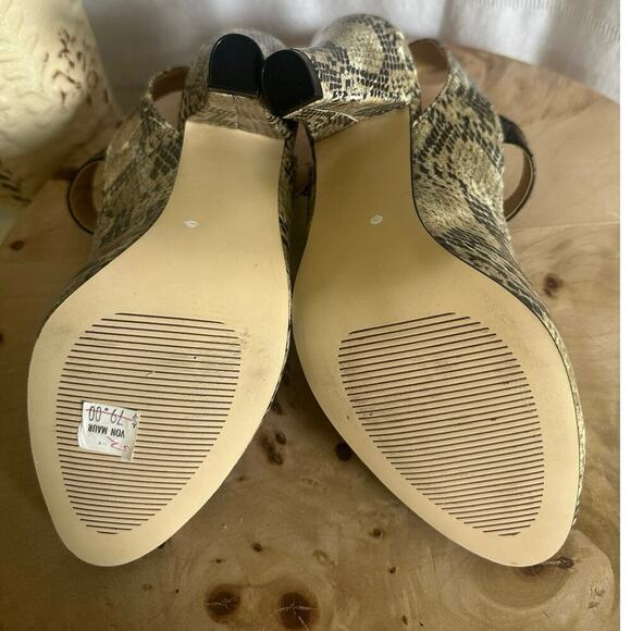 Steve Madden Faux Snakeskin Peep Toe Heels Size 6.5 M Strappy Slingback Pumps - Picture 9 of 9